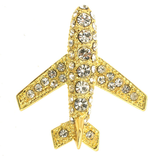 Golden Airplane Brooch