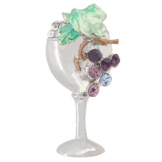 Purple Grapes Wine Glass Brooch