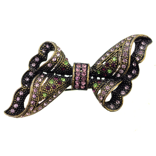 Vintagestyle Crystal Bow Pin Brooch