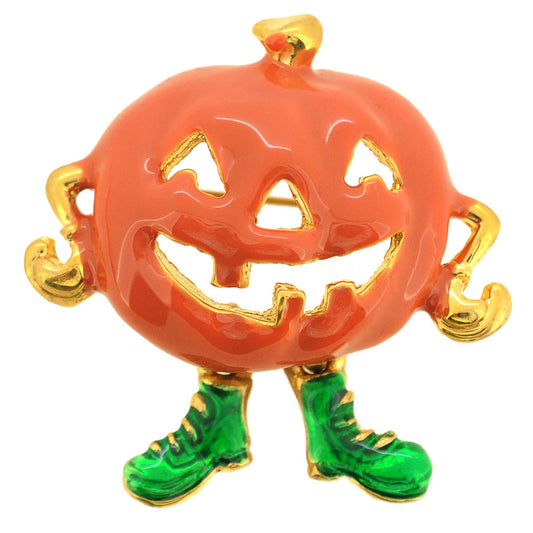 Halloween Enamel Yellow Pumpkin Brooch Pin