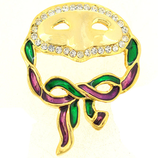 Masquerade Mask Crystal Brooch Pin