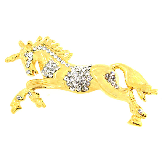 Gold Prancing Unicorn Brooch Pin