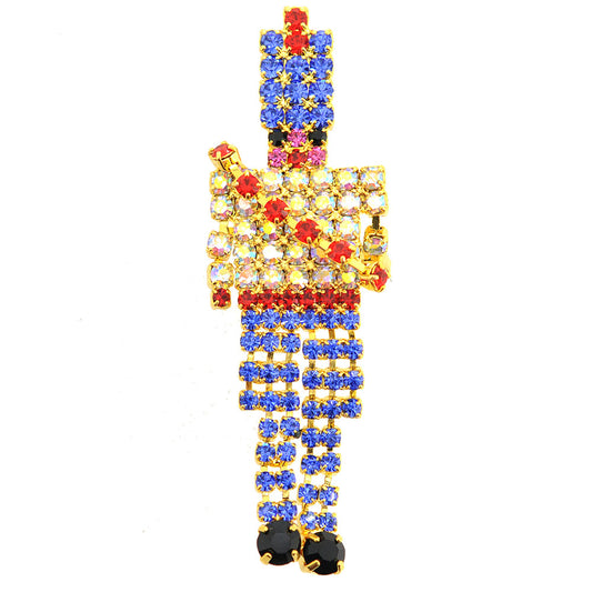 Gold Pixel Christmas Nutcracker Brooch Pin