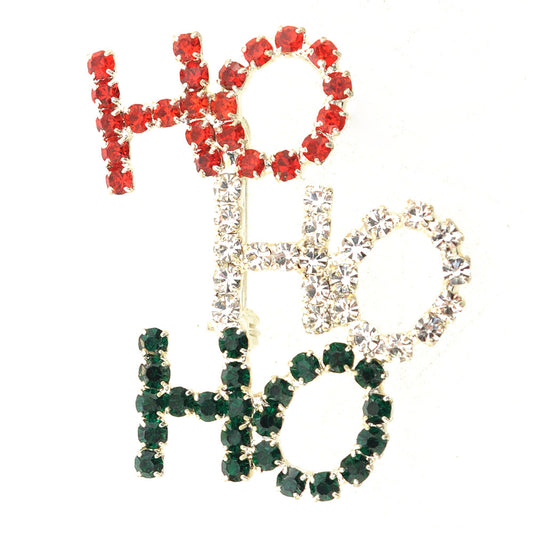 Christmas Colored HO HO HO Brooch Pin