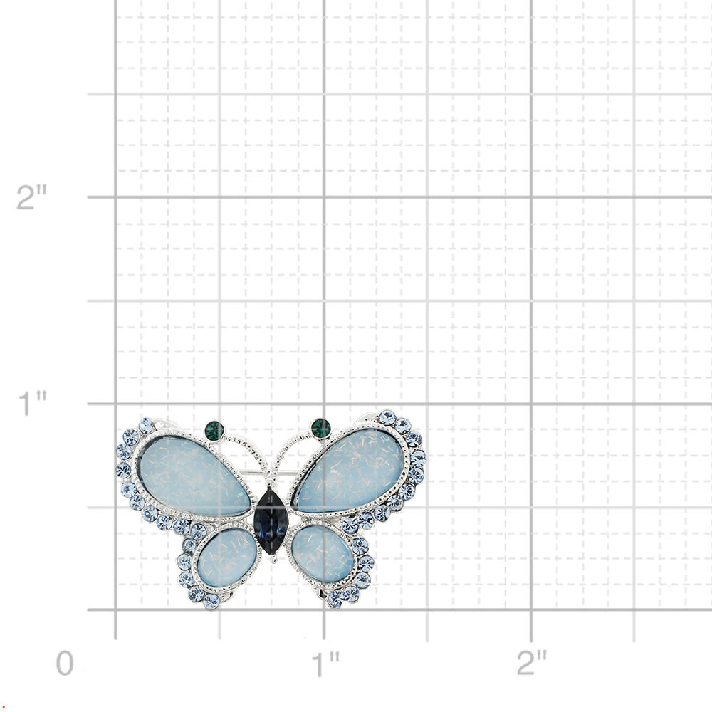 Light Blue Butterfly Swarovski Crystal Pin Brooch