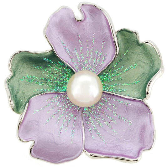 Purple and Green Pearl Flower Pin Brooch and Pendant