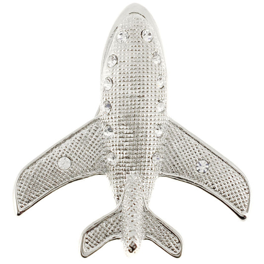 Silver Airplane Brooch Pin