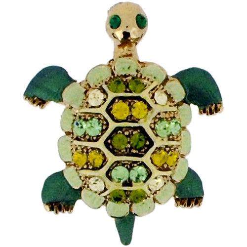 Swarovski Crystal Green Sea Turtle Animal Brooch Pin