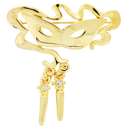 Golden Masquerade Mask Brooch Pin