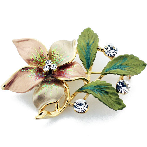 Golden Topaz Flower Swarovski Crystal Pin Brooch