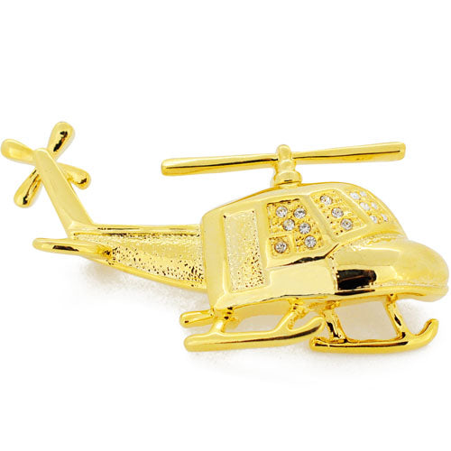 Golden Crystal Helicopter Swarovski Crystal Pin Brooch