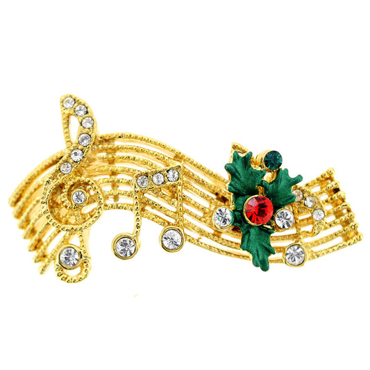 Christmas Music Note Swarovski Crystal Pin Brooch