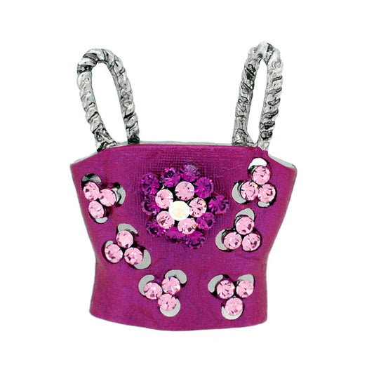 Fuchsia Pink Women Tube Top Swarovski Crystal Brooch Pin