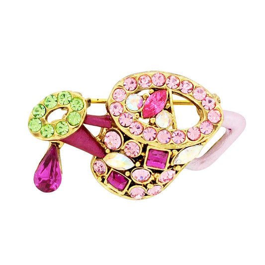 Multicolor Watering Can Swarovski Crystal Brooch Pin