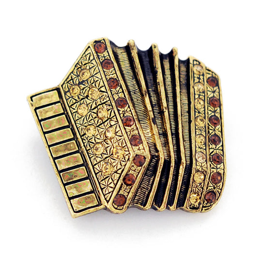 Topaz Brass Accordion Pin Music Brooch Pin