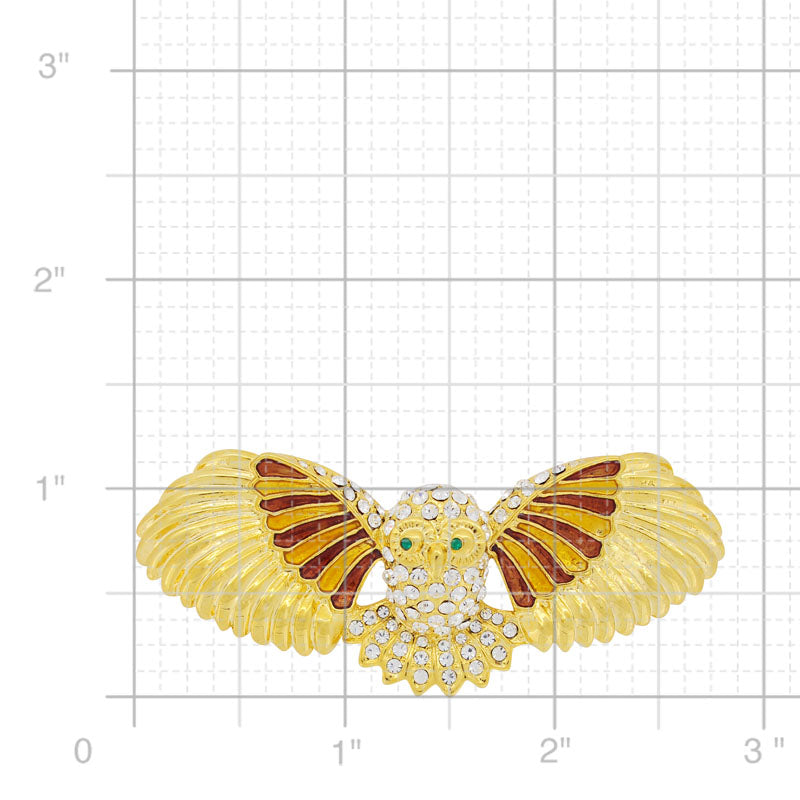 Golden Owl Crystal Brooch Pin