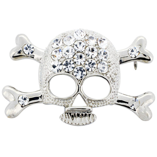 Crystal Skull Brooch Pin