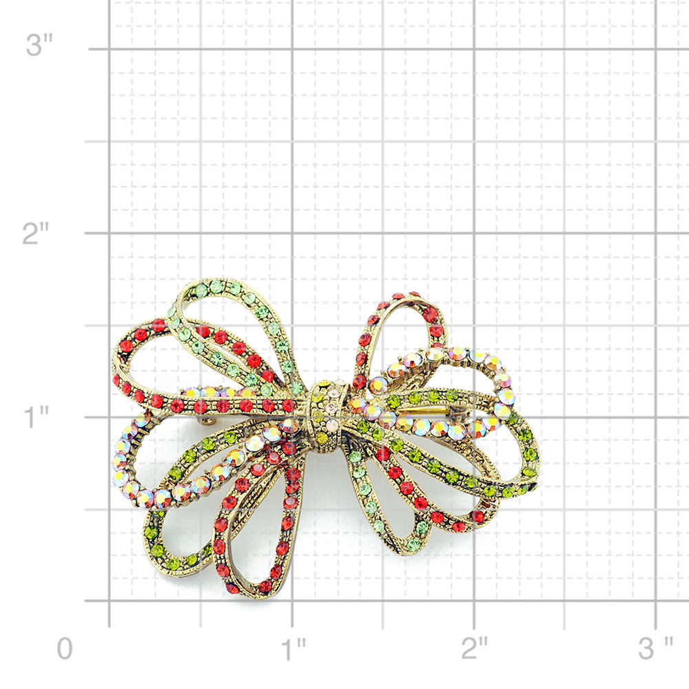 Multicolor Bowknot Swarovski Crystal Pin Brooch