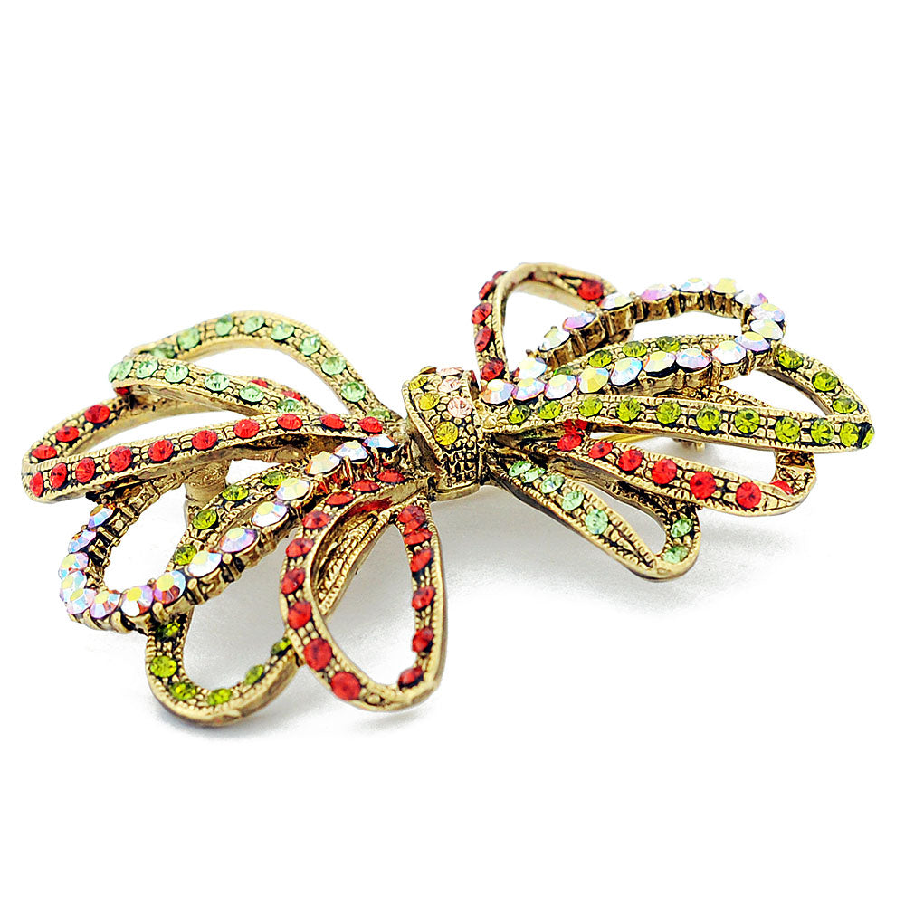 Multicolor Bowknot Swarovski Crystal Pin Brooch