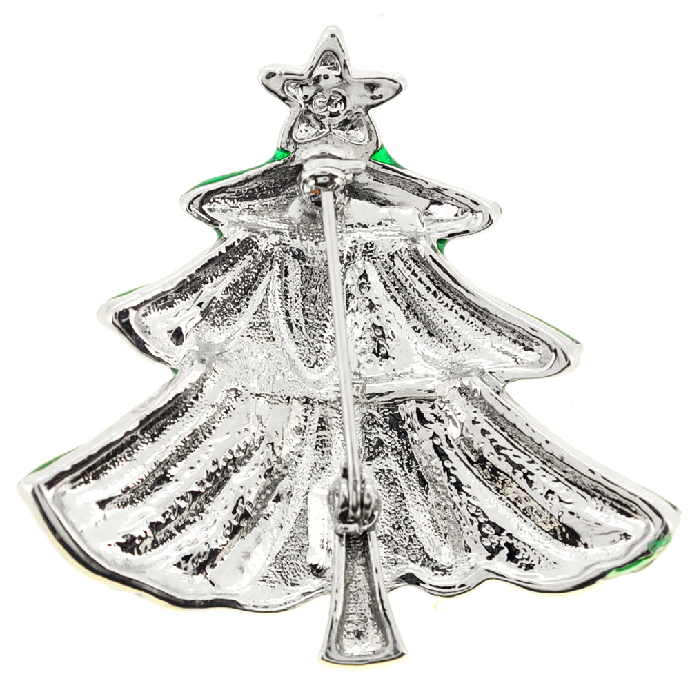 Green Christmas Tree Crystal Pin Brooch