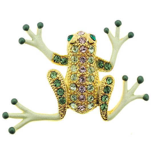 Green Frog Swarovski Crystal Pin Brooch