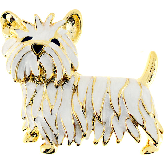 White Enamel Scottie West Terrier Dog Pin Brooch