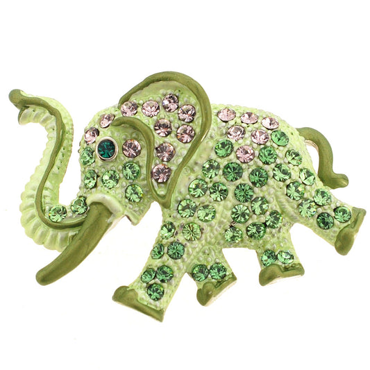 Green Elephant Swarovski Crystal Pin Brooch