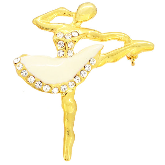 Golden Dancer Girl Brooch Pin