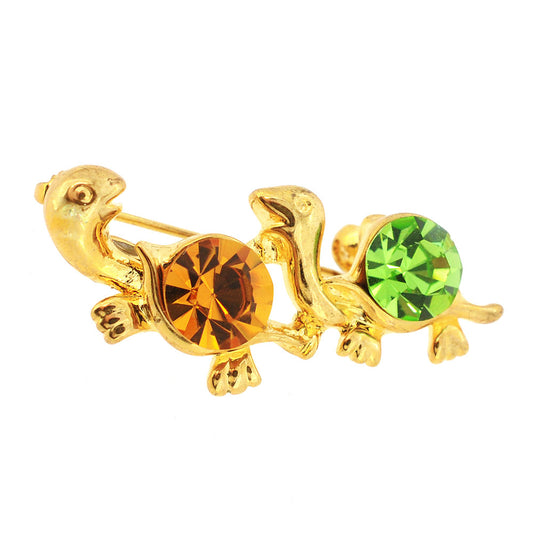 GreenTurtle Swarovski Crystal Brooch Pin