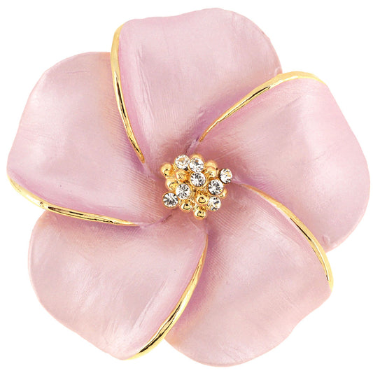 Pink Hawaiian Plumeria Swarovski Crystal Flower pin brooch and Pendant