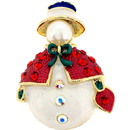 Christmas Snowman Swarovski Crystal Pin Brooch