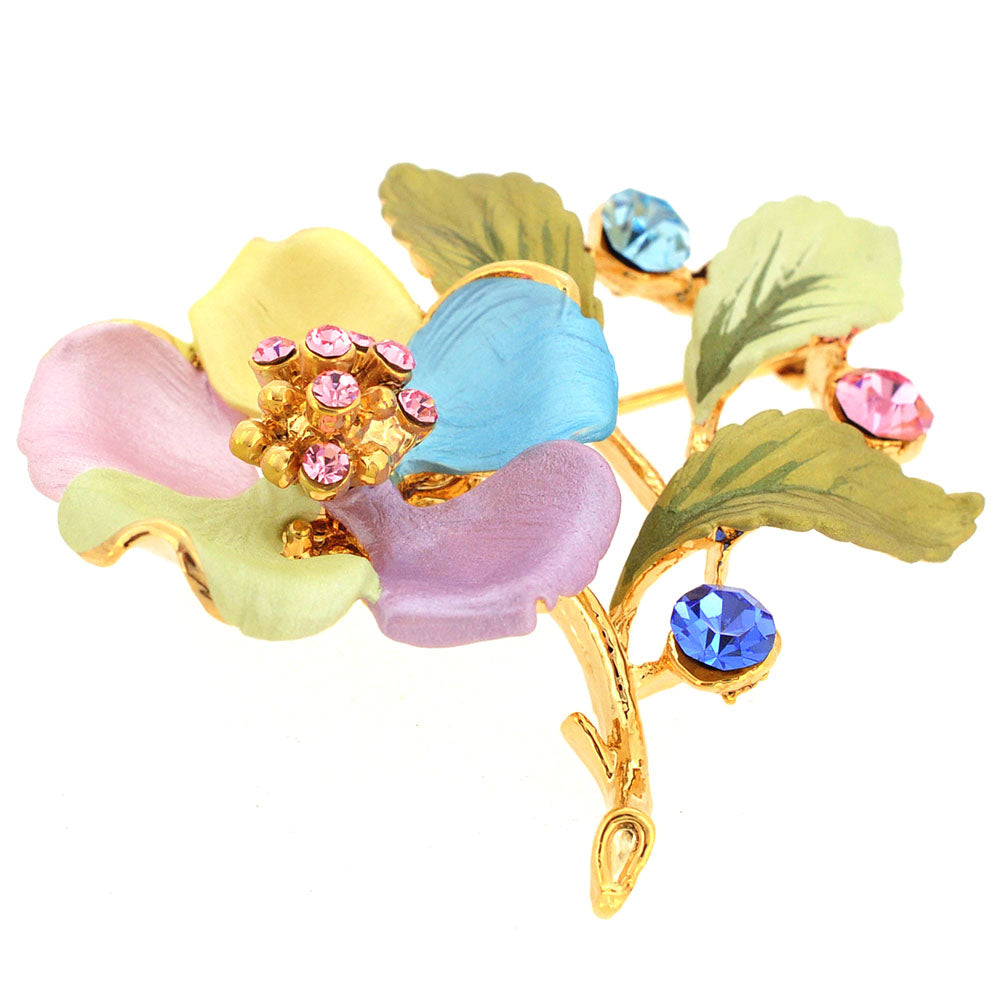 Multicolor Flower Swarovski Crystal Pin Brooch