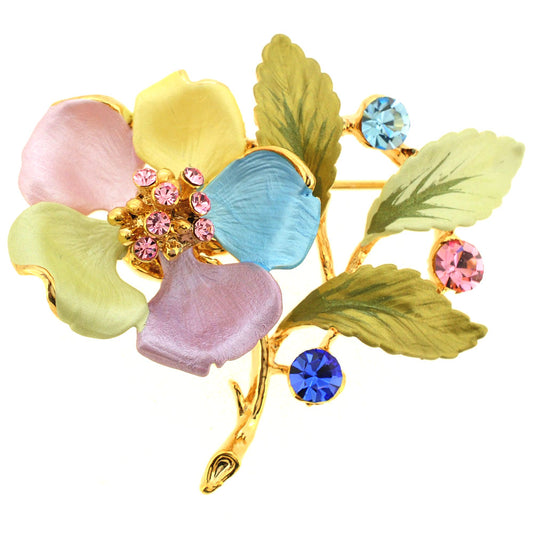 Multicolor Flower Swarovski Crystal Pin Brooch