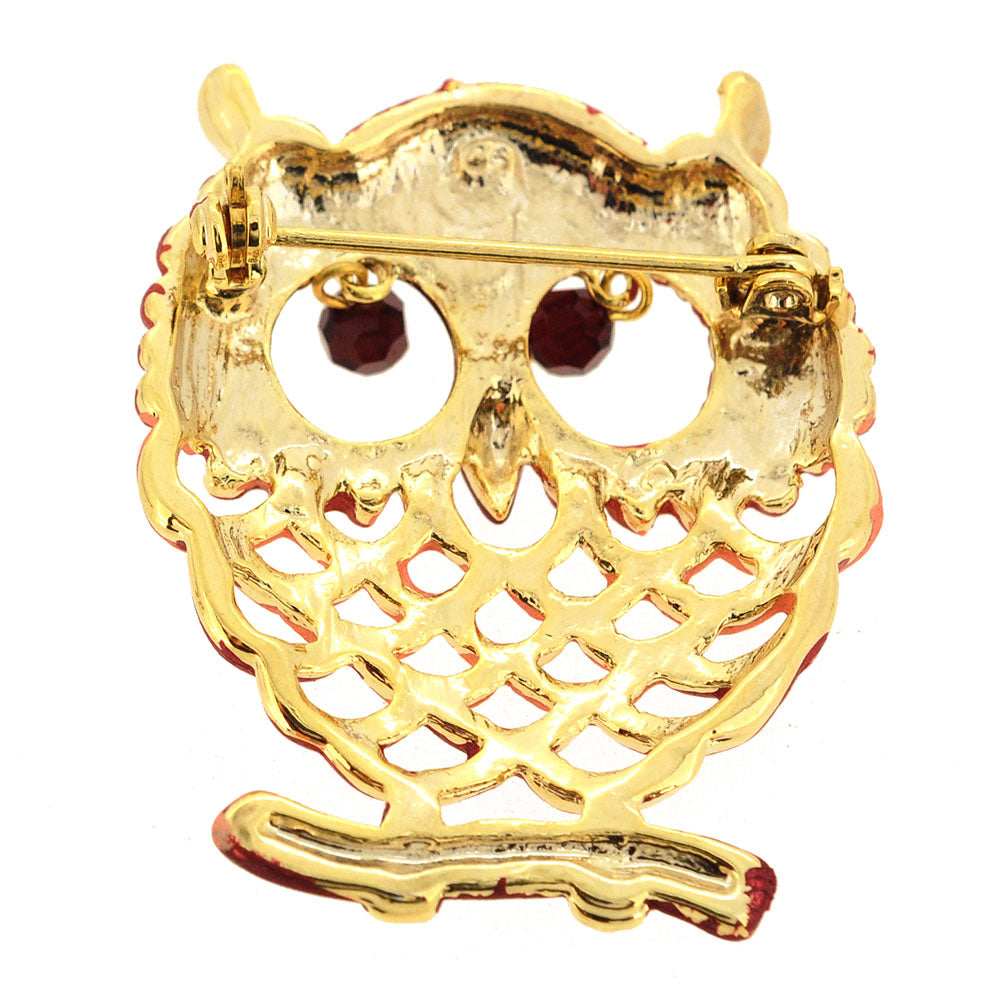 Red Owl Swarovski Crystal Pin Brooch