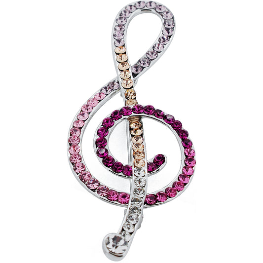 Multi Red Music Note Swarovski Crystal Pin Brooch