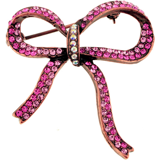 Vintage Style Pink Bowknot Swarovski Crystal Pin Brooch