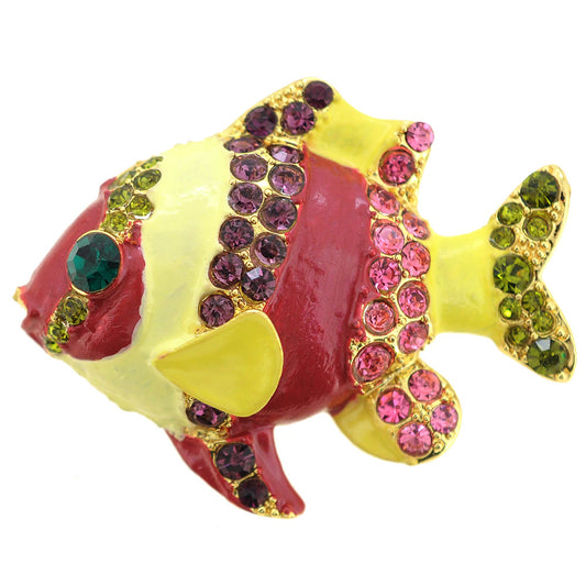 Multicolor Fish Swarovski Crystal Pin Brooch