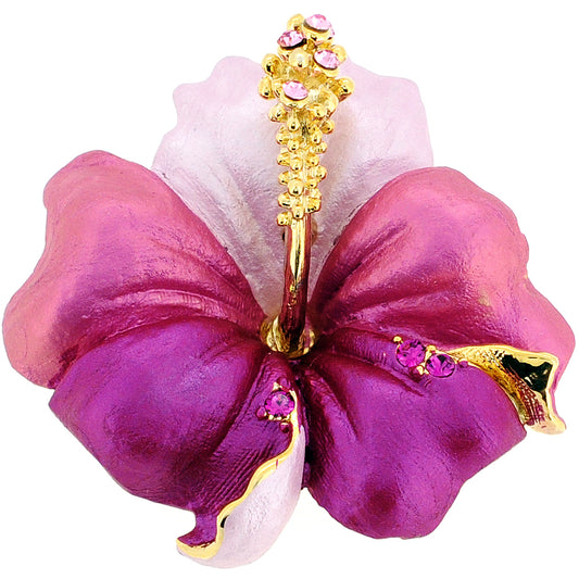 Small Multicolor Hawaiian Hibiscus Pin Swarovski Crystal Flower Pin Brooch and Pendant