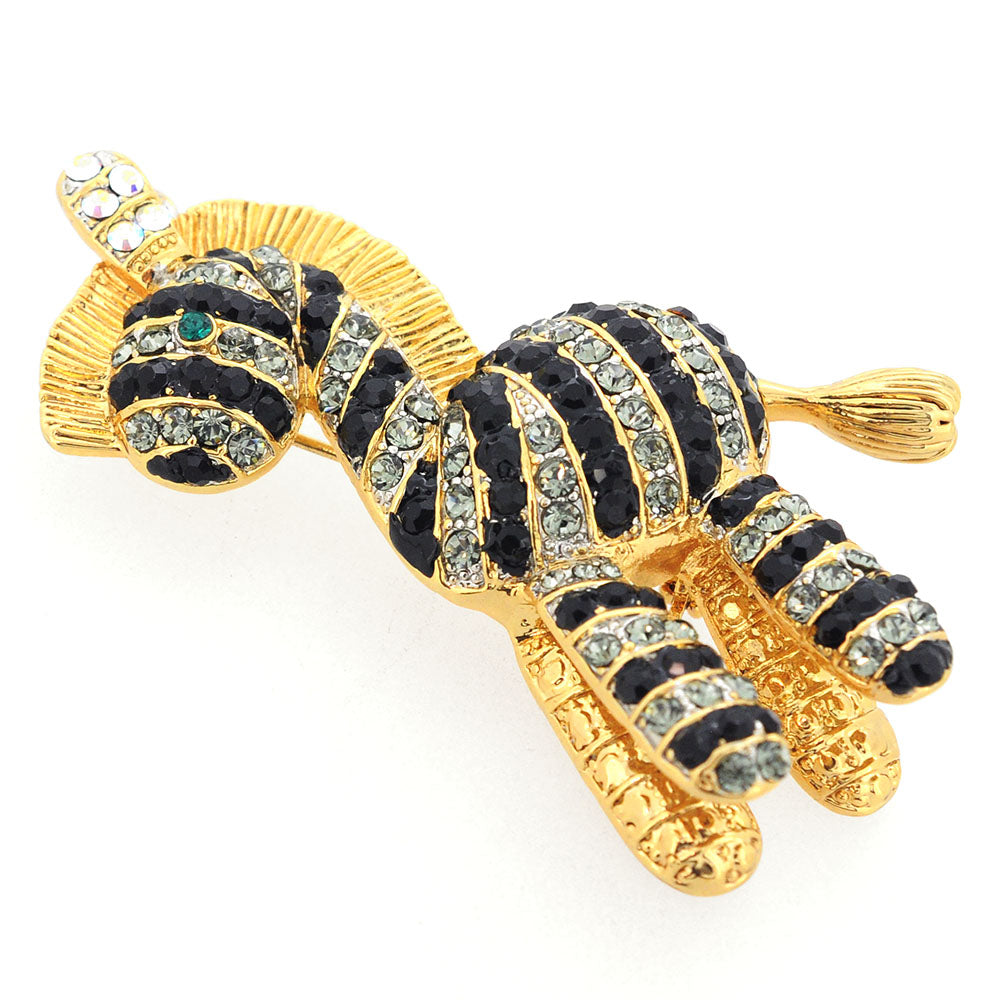 Golden Zebra Swarovski Crystal Pin Brooch