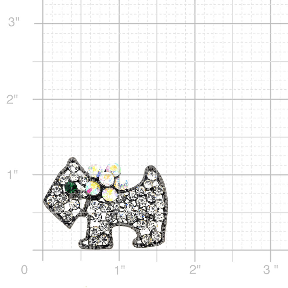 Black Dog Crystal Animal Pin Brooch