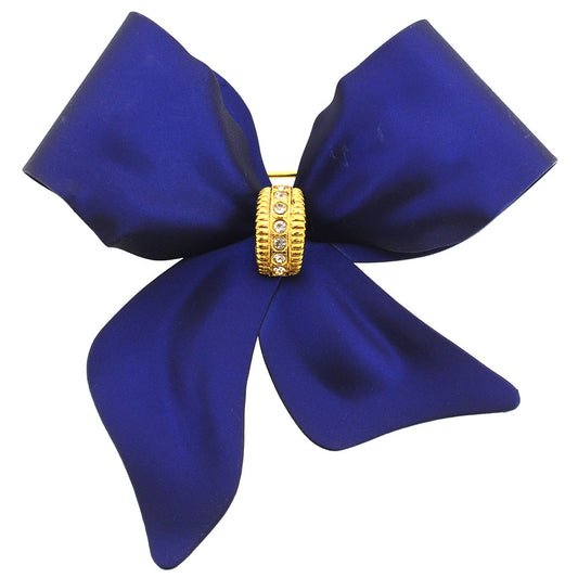 Navy Blue Bow Brooch Pin