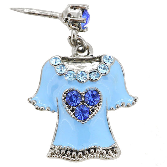 Blue T-shirt Top Swarovski Crystal Tack Pin