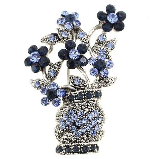 Montana Flower Vase Crystal Brooch Pin