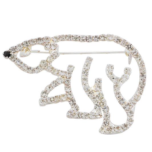 Crystal Polar Bear Brooch Pin