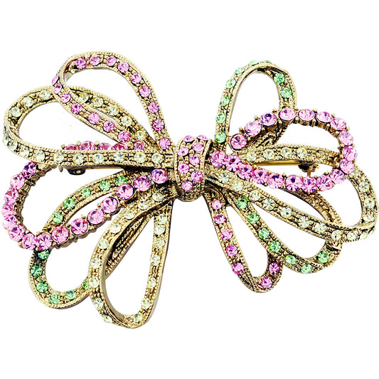 Multicolor Bowknot Swarovski Crystal Pin Brooch