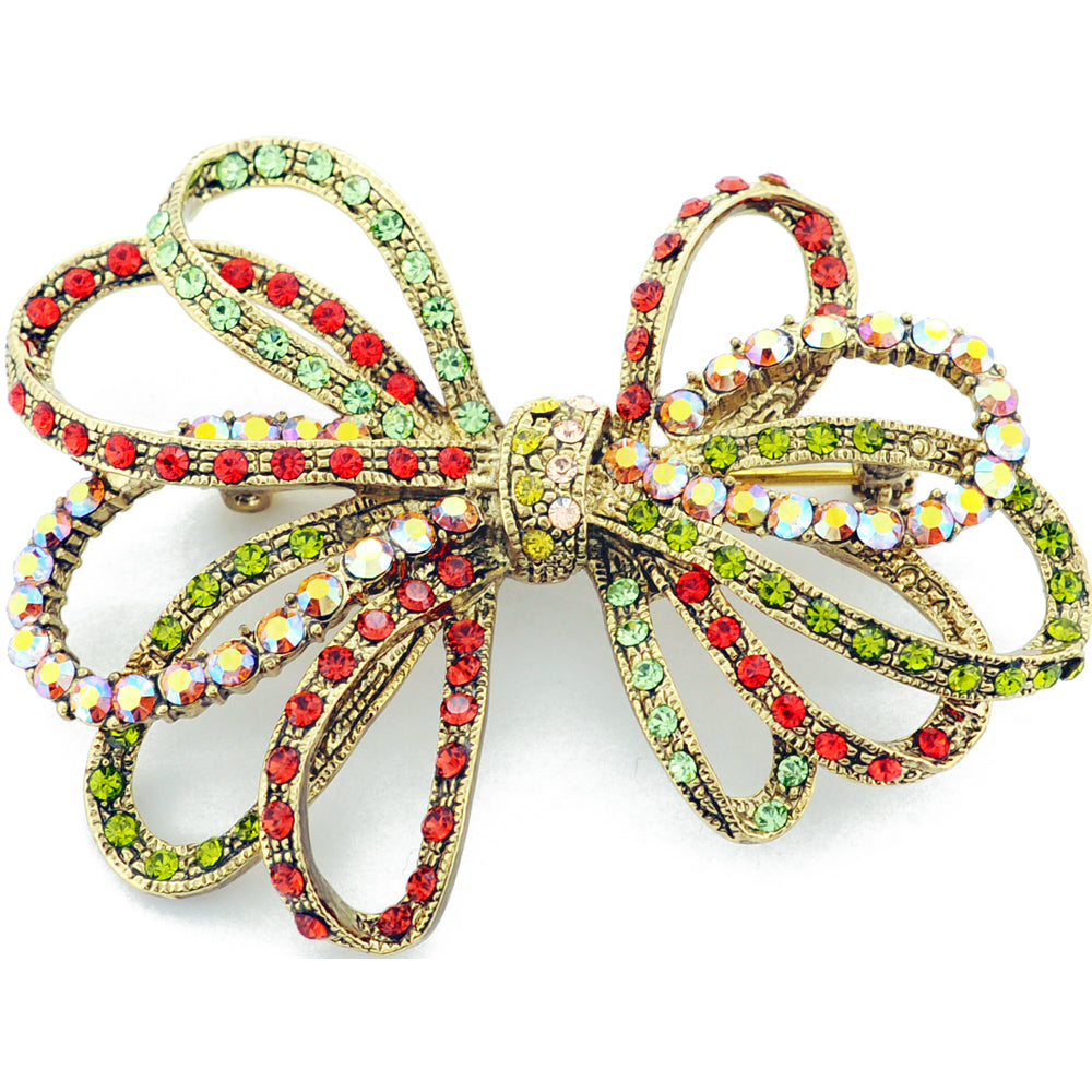 Multicolor Bowknot Swarovski Crystal Pin Brooch