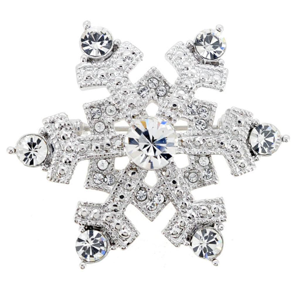 Chrome Christmas Snowflake warovski Crystal Pin Brooch