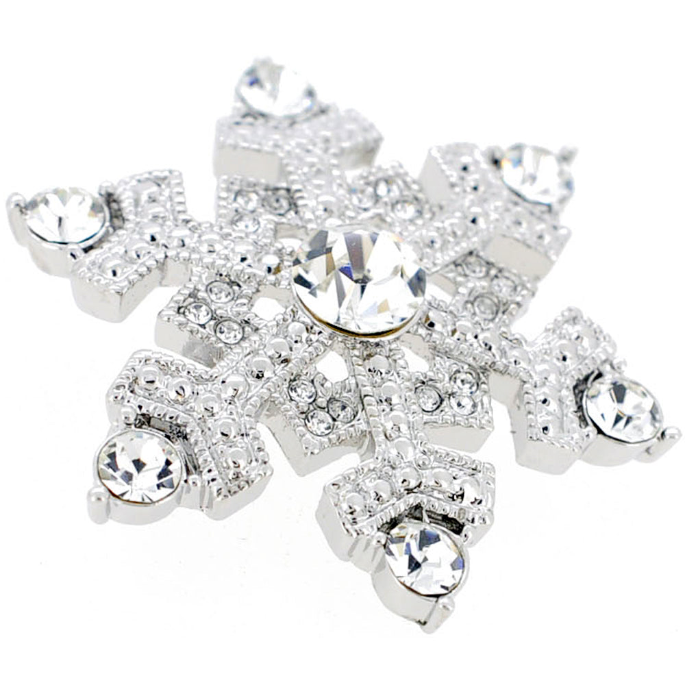 Chrome Christmas Snowflake warovski Crystal Pin Brooch