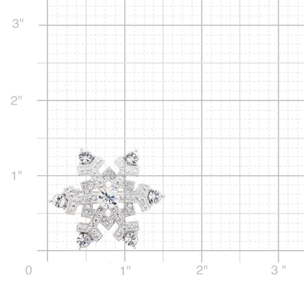 Chrome Christmas Snowflake warovski Crystal Pin Brooch