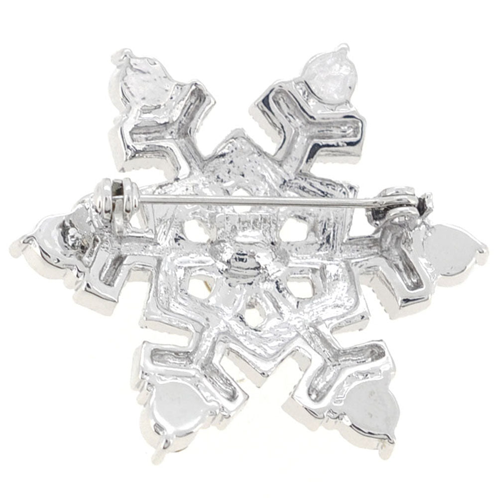 Chrome Christmas Snowflake warovski Crystal Pin Brooch